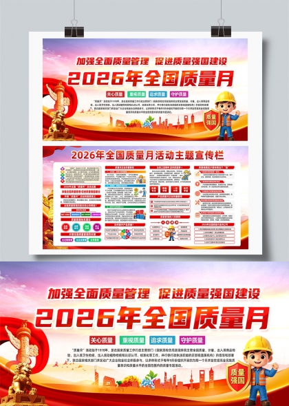 2026全国质量月党建引领质量强国主题展板