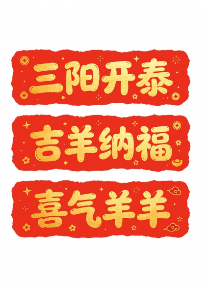 三阳开泰吉羊纳福喜气羊羊艺术字组图
