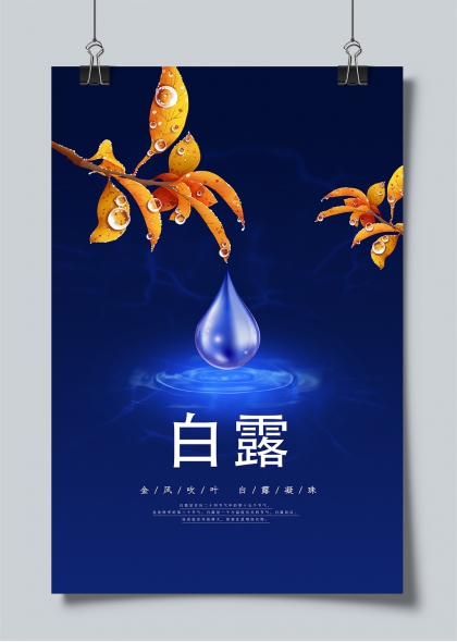 金风拂叶白露凝珠二十四节气意境海报