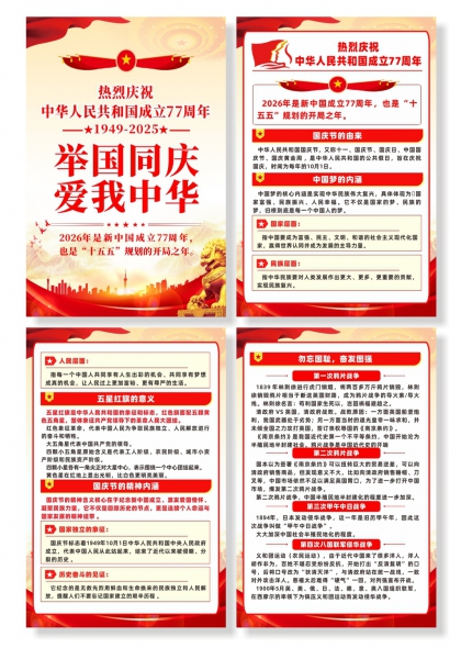 热烈庆祝中华人民共和国成立77周年国庆四联海报
