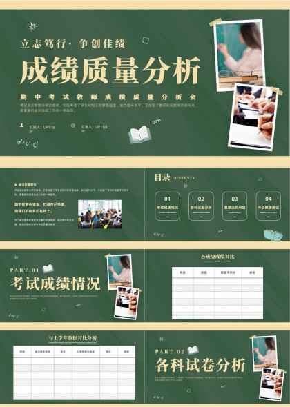 期中考试成绩质量分析汇报PPT模板