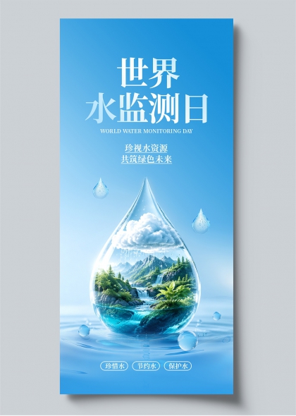 世界水监测日水滴生态景观公益宣传海报