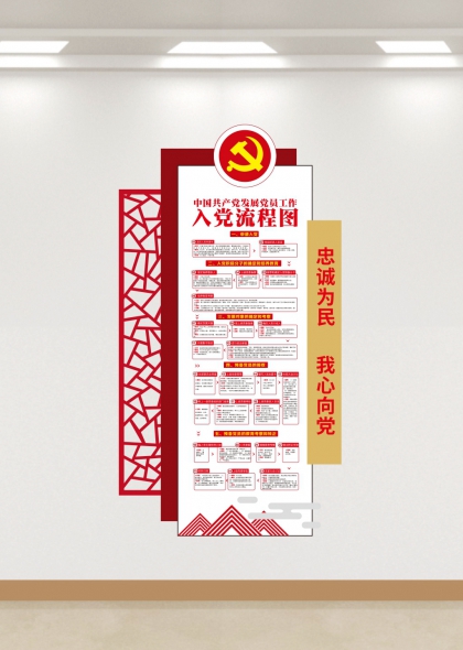 中国共产党发展党员工作入党流程图文化墙