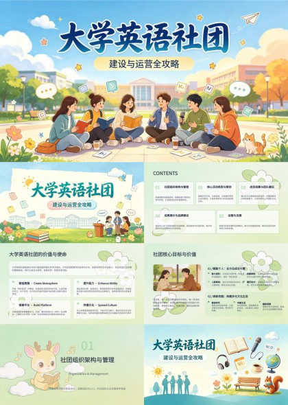 大学英语社团建设与运营全攻略PPT模板