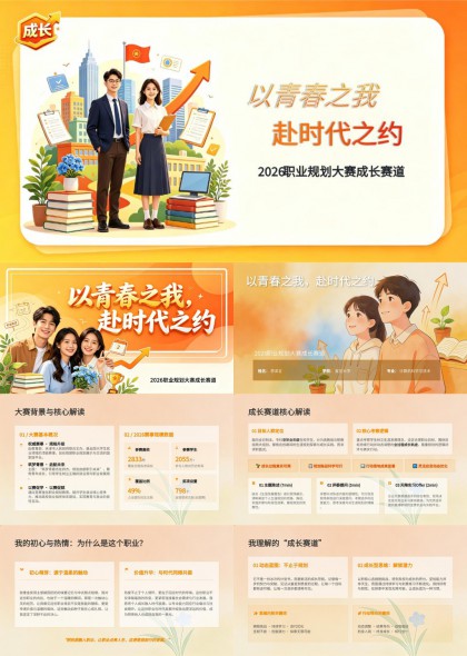 职业规划大赛成长赛道以青春之我赴时代之约PPT模板