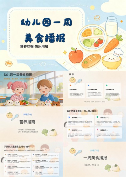 幼儿园一周美食餐前播报PPT模板