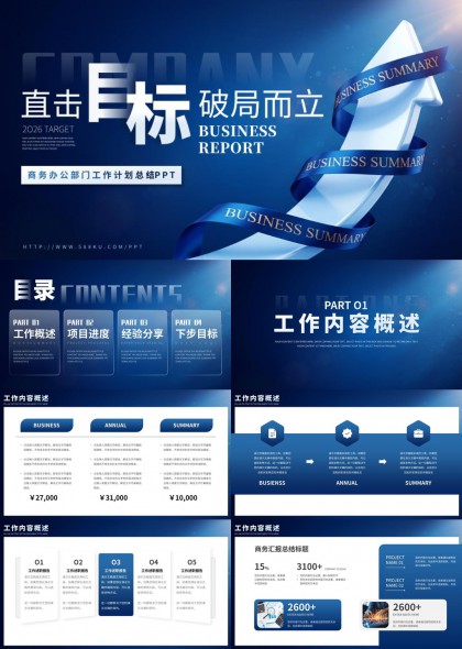 商务办公部门年度工作计划总结汇报PPT模板