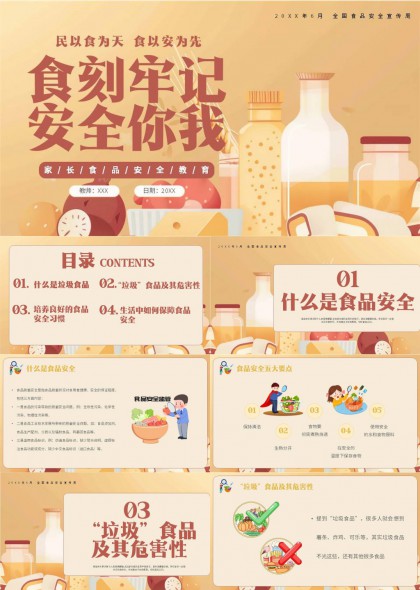 食品安全教育课件食刻牢记安全你我PPT模板