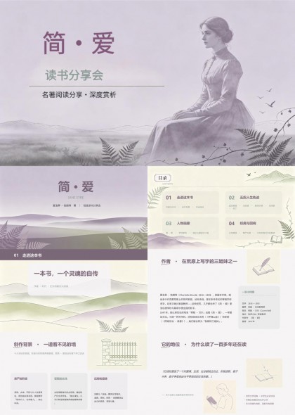 简爱名著深度解读与人物分析PPT模板