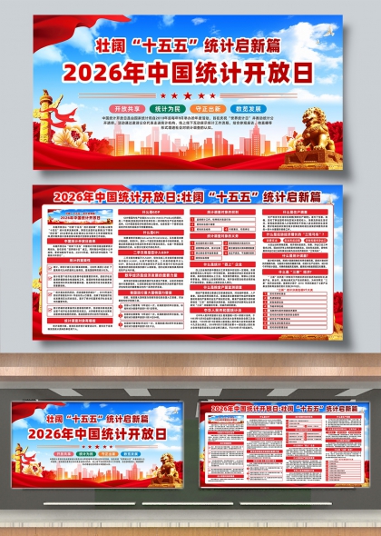 壮阔十五五统计启新篇中国统计开放日展板