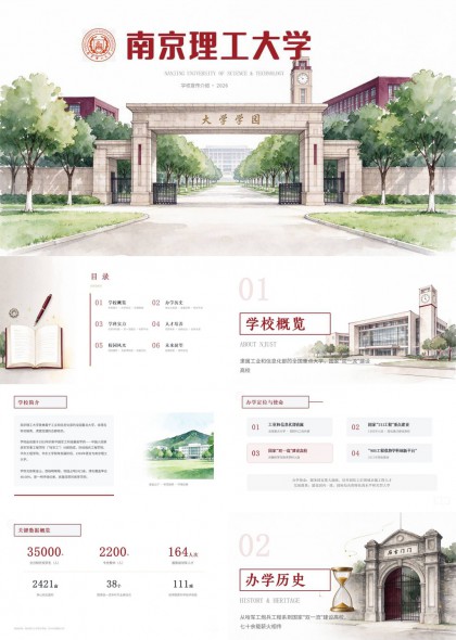 南京理工大学介绍与学科建设PPT模板