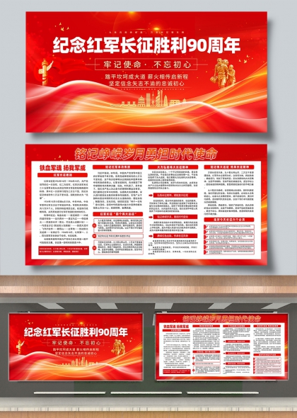 纪念红军长征胜利90周年红色传承主题展板