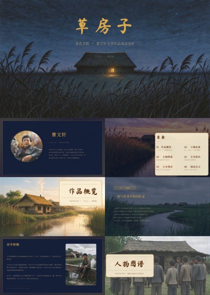草房子曹文轩暮色书影文学作品阅读赏析PPT模板