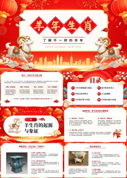 羊年文化科普教育PPT模板