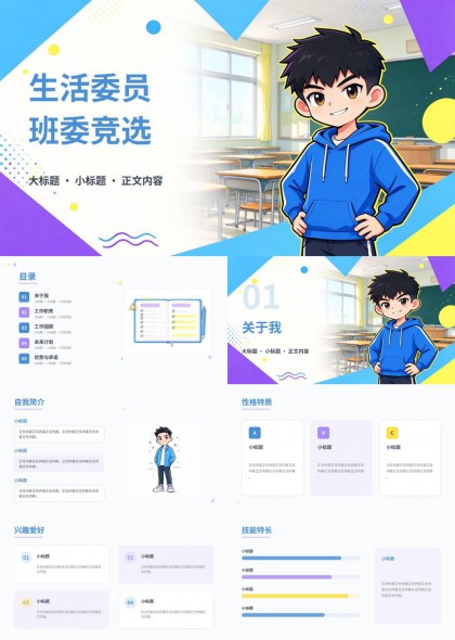 生活委员竞选PPT模板