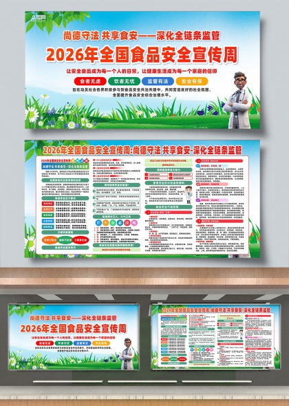 2026食品安全宣传周清新风宣传展板