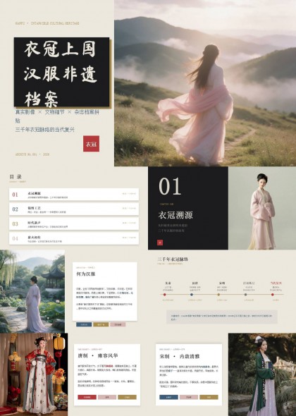 汉服非遗档案科普衣冠上国PPT模板