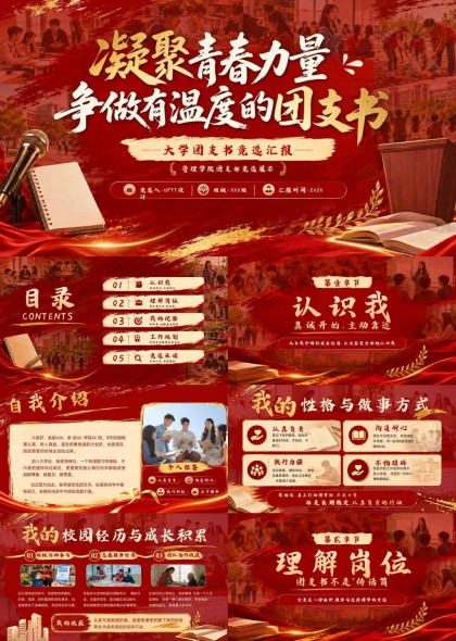 大学团支书竞选汇报PPT模板