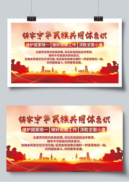 民族团结一家亲铸牢中华民族共同体意识宣传展板