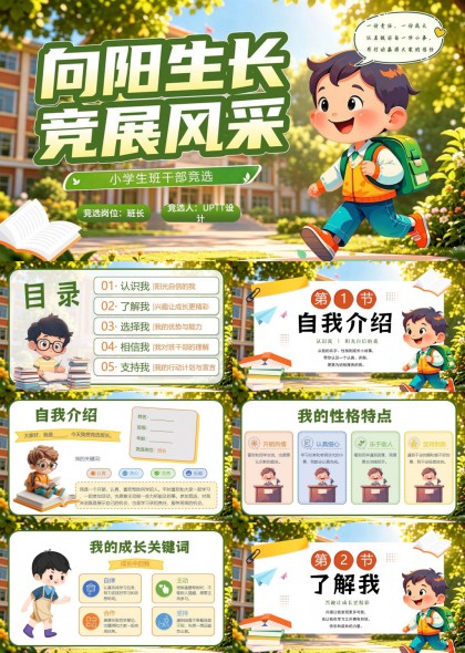 小学生班干部竞选PPT模板
