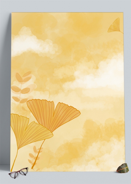 秋季唯美银杏叶手绘插画海报背景
