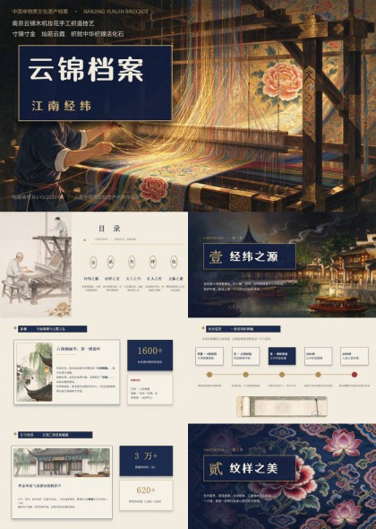 中国非物质文化遗产南京云锦档案PPT模板