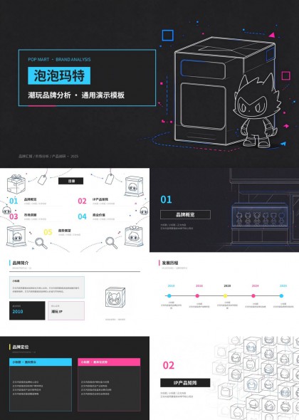 潮玩品牌分析赛博朋克风PPT模板