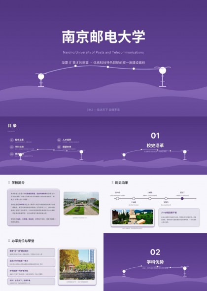 南京邮电大学介绍PPT模板
