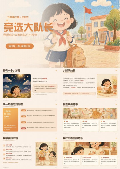 自我介绍小学生大队委竞选PPT模板