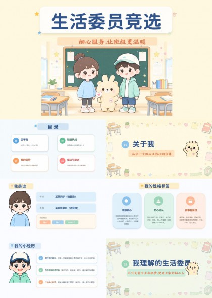 小学生生活委员竞选演讲PPT模板