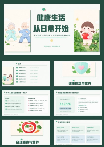 社区科普校园卫生家庭健康讲座通用PPT课件