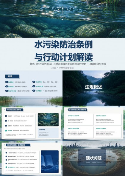 水污染防治条例行动计划解读环保工作汇报PPT模板