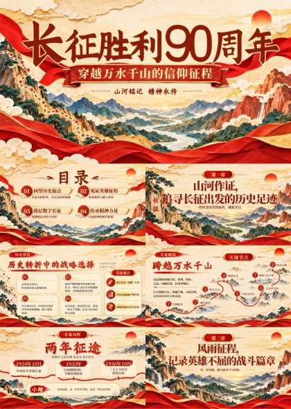 长征胜利90周年主题宣讲PPT模板